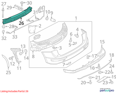 2012 Audi Q5 Rear Bumper Impact Bar Used OEM 8R0807313B