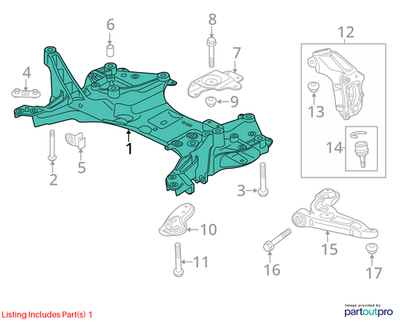 2014 Jeep Cherokee Front Suspension Crossmember Used OEM 68080870AE