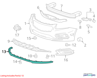 2010 Chevrolet Cruze Front Bumper Lower Air Deflector Used OEM 96832929