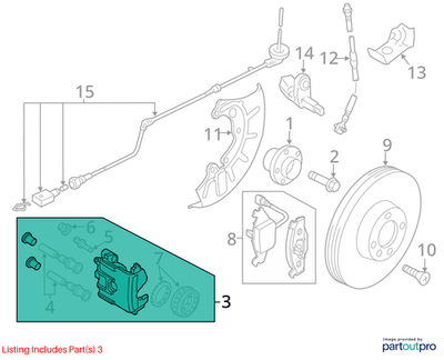 2011–2015 VW Jetta Disc Brake Caliper Used OEM 1K0615124D