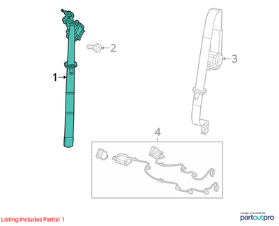 Jeep 2014-2018 Cherokee 2nd Row Outer Seat Belt Right 1UU52DX9AD