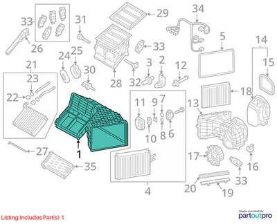 2012 Volkswagen Touareg AC Evaporator Case Housing Used OEM 7P1820121