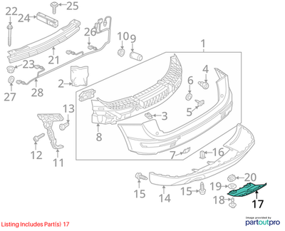 Audi 2013-2016 Q5 Bumper Cover Spacer Panel 8R0807819LGRU