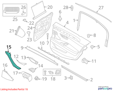 2010-2016 BMW 520i Left Rear Door Pull Used OEM 51417225849