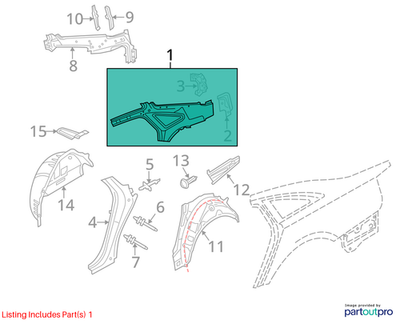 2012–2015 Audi A6 Inner Right Quarter Panel Used OEM 4G5809052