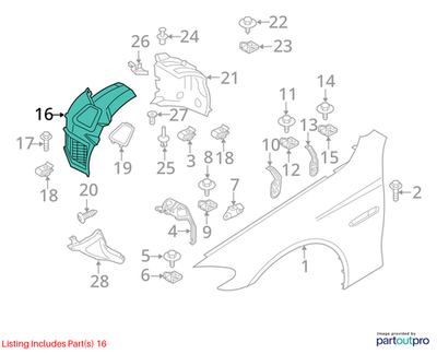 2011–2016 BMW 520i Front Left Wheel Housing Cover USED OEM 51717186727