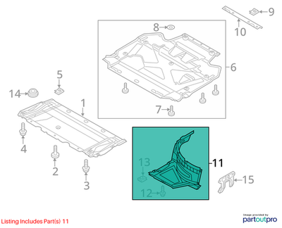 2014 Audi A6 Left Front Radiator Support Baffle Used OEM 4G0853887C