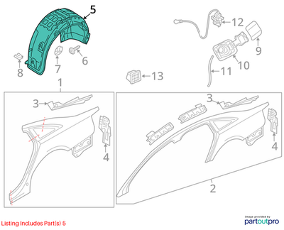 Audi 2012-2016 Audi A6 Quarter Panel Splash Shield 4G0810171A