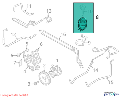 Audi 08-12 A4 Power Steering Reservoir 4F0422371D