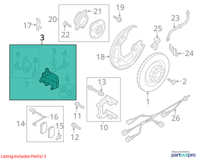 Audi 2016-2018 A7 Disc Brake Caliper 4G0615403A