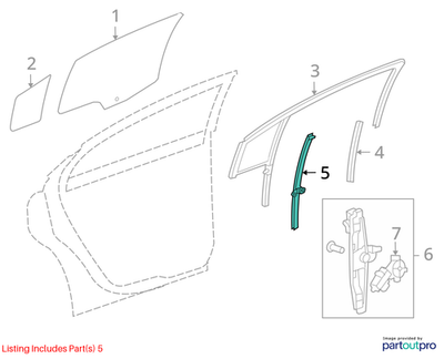 2010 Chevrolet Cruze Left Rear Side Window Channel Used OEM 42393744