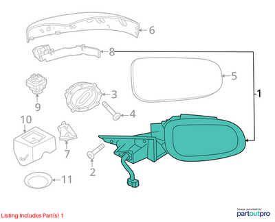 2018 Jaguar F‑Pace Right Door Mirror Assembly Used OEM T4A5597
