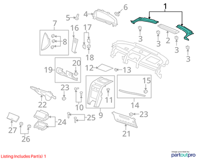 2009 Chevrolet Lumina Instrument Panel Upper Right Trim Used OEM 92172621