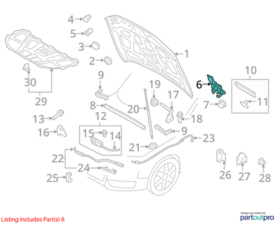 Audi 2009-2017 Audi Q5 Hood Safety Catch 8R0823480B