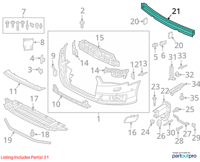 2016 Audi A6 Quattro Front Bumper Impact Bar Used OEM 4G0807113A