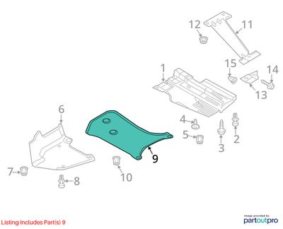 2009–2012 Audi A4  Underbody Trim Fuel Tank Rear USED OEM 8K0825219