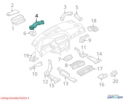 2010-2012 AUDI A4 AIR GUIDE LEFT SIDE USED OEM 8T1819655