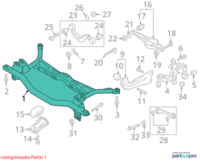 2014 Volkswagen Passat Rear Suspension Subframe Crossmember Used OEM 561505315E