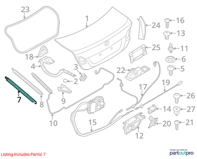 2011–2016 BMW Rear Left Trunk Lid Tension Spring USED OEM 51247204366