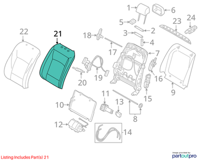2013 BMW 520i F10 Seat Backrest Foam Section Basic Used OEM 52107229967