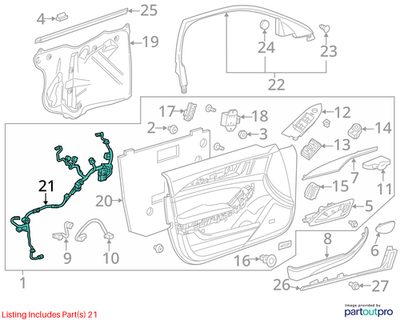 2018 Cadillac CTS Front Door Wiring Harness Right Used OEM 84281847