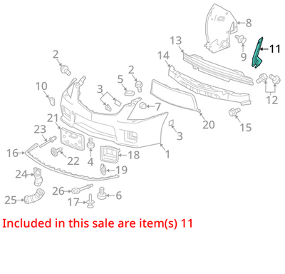2008-2015 Cadillac CTS Front Bumper Fascia Reinforcement Left Front 20831753