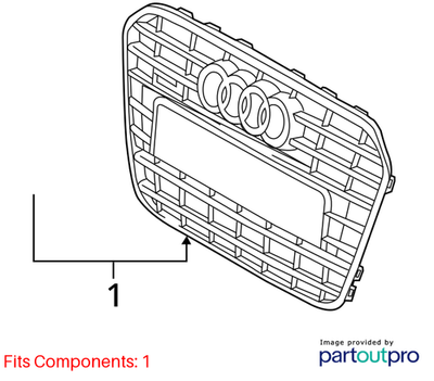 2013 Audi A6 Quattro Center Front Grille Used OEM 4G0853651AT94