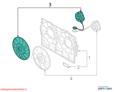 2012–2018 Audi A6 Quattro Engine Cooling Fan Motor Used OEM 4H0959455AE