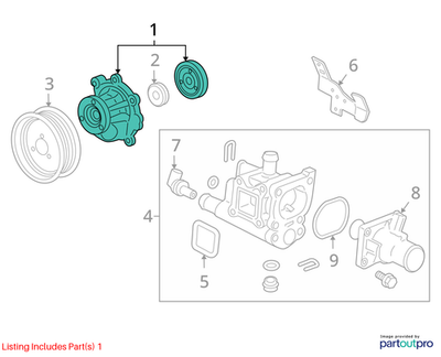 2010 Chevrolet Cruze Engine Water Pump Used OEM 25195119