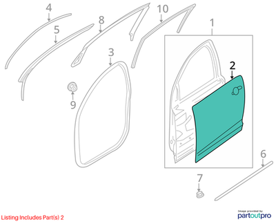 2009 Chevrolet Lumina S Front Right Outer Door Panel OEM 92457477