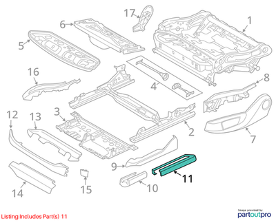 2011–2015 BMW 520i Seat Rail Rear-Right Trim OEM 52109175072