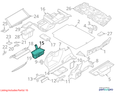 2011–2016 BMW  Right Luggage Compartment Storage with Floor USED OEM 51477234948
