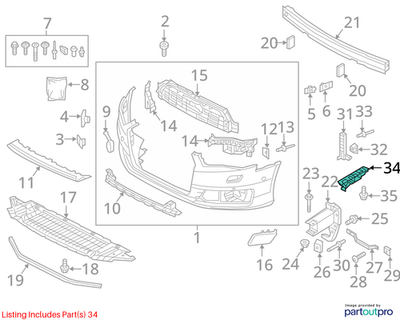 2012–2015 Audi A6 Front Bumper Guide Piece Left Used OEM 4G0807283