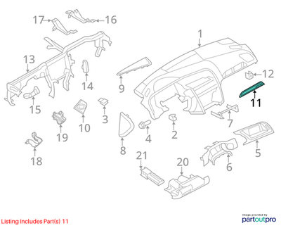 Audi 2009-2012 Audi Q5 Instrument Panel Molding 8R1853190AAJ9