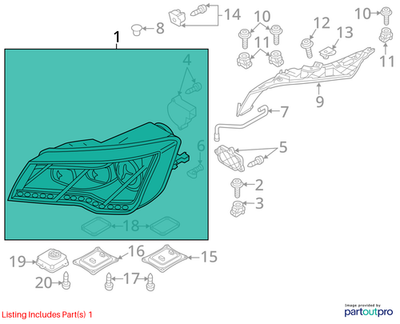 Audi 2013-2015 Audi S7 Headlight Assembly 4G8941773B