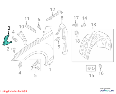 2016-2018 Audi A7 Fender Bracket 4G8821135D