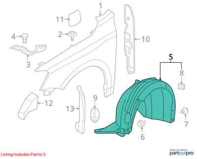 Volkswagen 2011-2014 Volkswagen Jetta Fender Splash Shield 5C6805911