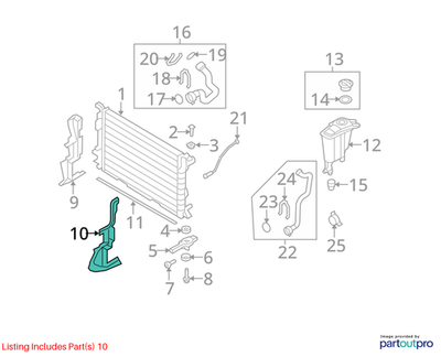 2008–2017 Audi A4 A5 S4 S5 Q5 Left Radiator Air Guide OEM 8K0121283K
