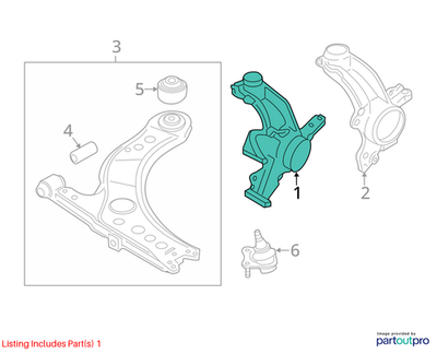 2011–2018 VW Jetta Front Left Steering Knuckle Used OEM 5C0407255A