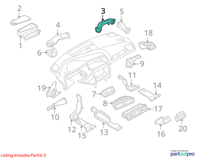 2010-2012 AUDI A4 AIR GUIDE RIGHT SIDE USED OEM 8T1819656A