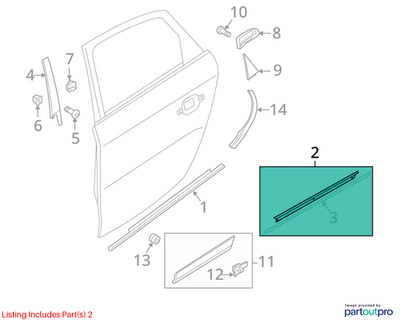 Audi 2011 Q5 Door Window Belt Weatherstrip 8R0853764F2ZZ