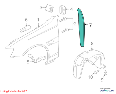 2009 Chevrolet Lumina S Rear Front Fender Insulator Seal Used OEM 92205847