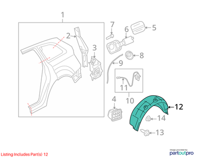 Audi 2009-2017 Q5 Quarter Panel Splash Shield 8R0810171C
