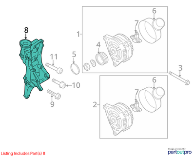2009–2012 Audi A4 Alternator/A/C Compressor Bracket Used OEM 06H903143H
