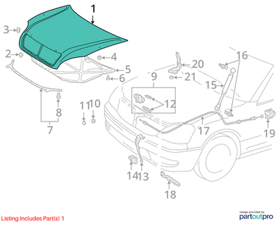 2002 Lexus LS430 Front Engine Hood Panel Sub-Assembly Used OEM 5330150050