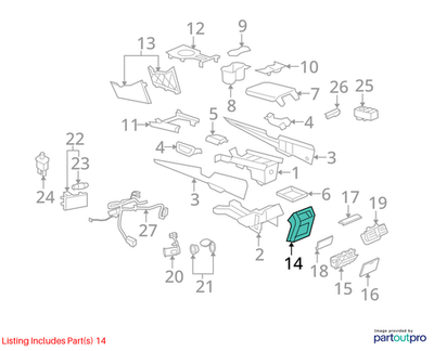 2007–2009 Chevrolet Caprice/Lumina Rear Console Air Outlet Housing OEM 92172603