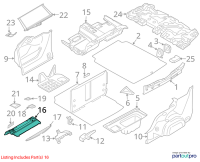 2011-2016 BMW 520i Rear Parcel Shelf Used OEM 51469197234