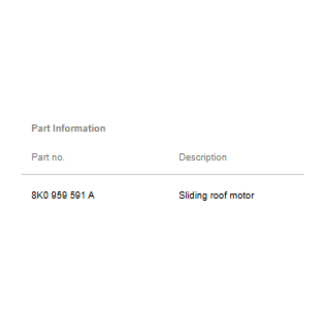 2009-2016 Audi A4 Sunroof Motor Used OEM 8K0959591A