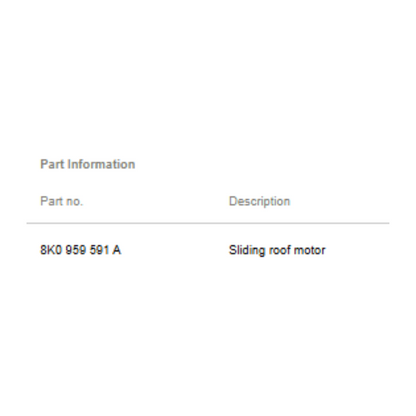 2009-2016 Audi A4 Sunroof Motor Used OEM 8K0959591A
