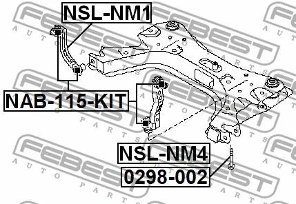 FEBEST 07-12 Nissan Tiida Fastening Bolt Axle Cross Member 0298-002